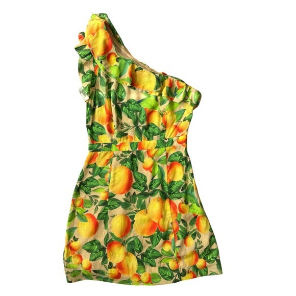 Farm Rio Fruit Orchard One-Shoulder Ruffle Mini Dress Size Small - Picture 3 of 9